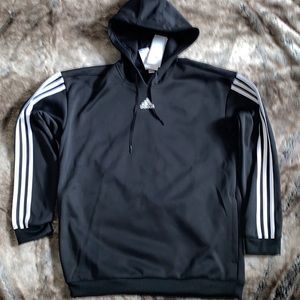 adidas Women's 3 Stripe white Black  Hoodie Pullover Sweatshirt kangaroo pocket